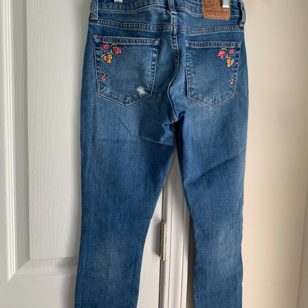 Lucky Brand embroidered denim jeans